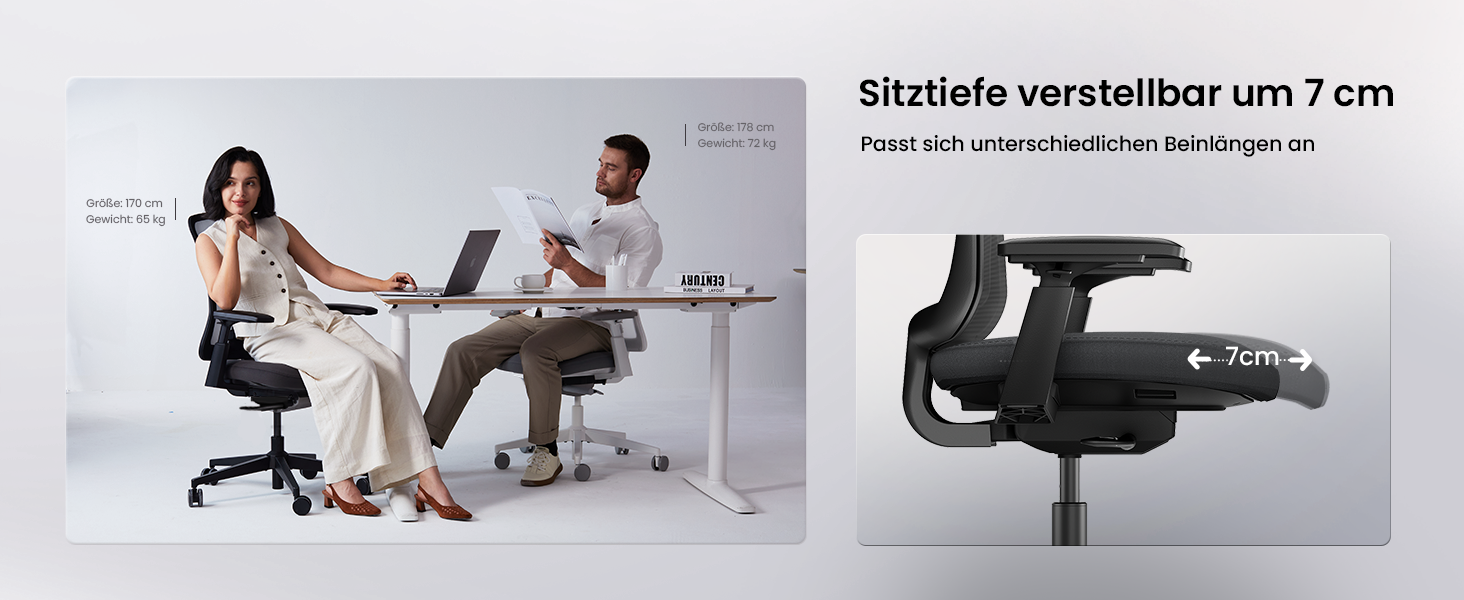 Офісний стілець ProtoArc Flexer ергономічний чорний з регулюванням глибини сидіння та дихаючою сітчастою спинкою для дому та офісу