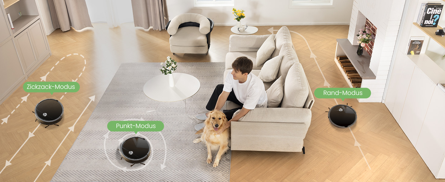 Робот-пилосос Vexilar W6 без функції миття, потужність 2800Pa, час роботи 140 хв, керування через додаток, голосове керування, безщітковий двигун, для шерсті тварин, килимів, твердих підлог