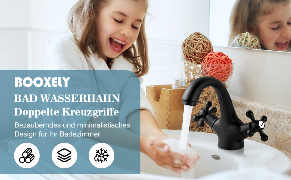 Чорний змішувач для ванної кімнати/умивальника з латуні, ретро стиль, 2-вентильний, G3/8