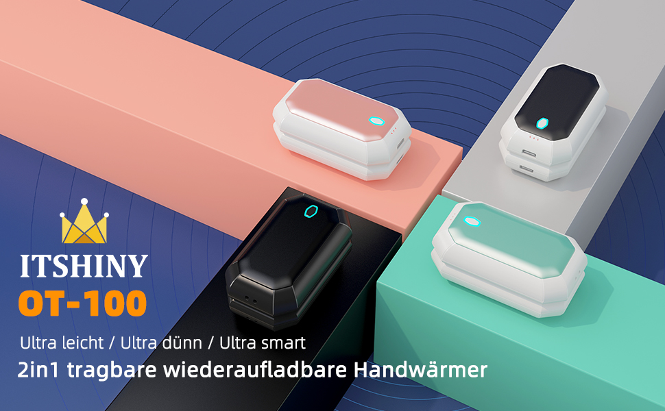 Електричний грілка для рук ITSHINY, набір 2 шт., 3 режими нагріву, USB-зарядка, для чоловіків, кемпінгу та полювання (синій)