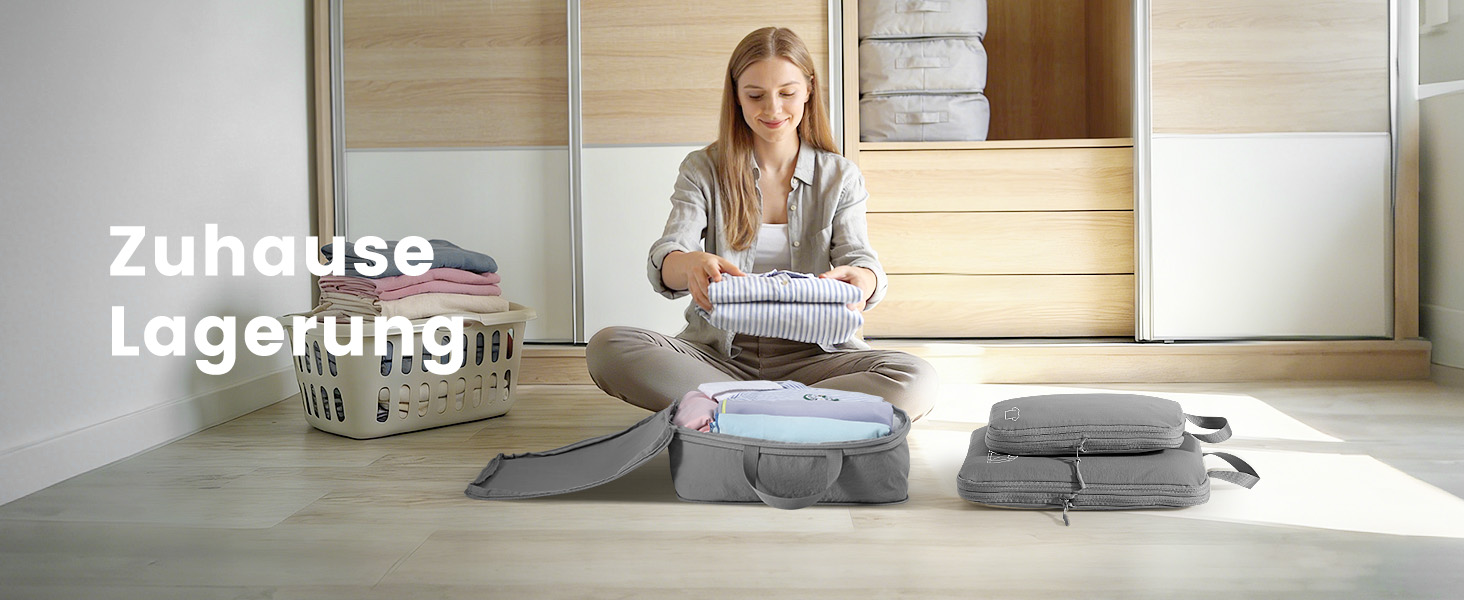 Набір компресійних органайзерів для валізи та рюкзака з нейлону, дорожні сумки-пакувальники для одягу, сірі, 5 предметів