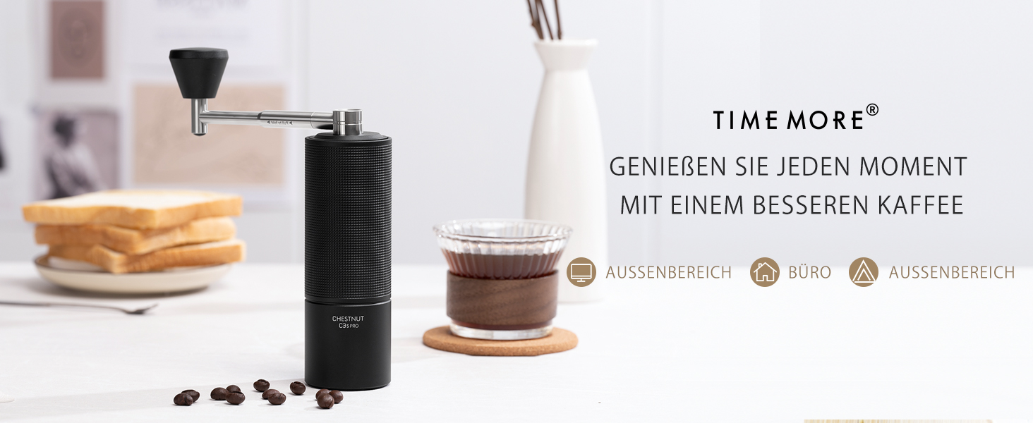 Кавомолка ручна TIMEMORE Chestnut C3S Pro: прецизійний помел, керамічний жорно, місткість 25г, чорний колір