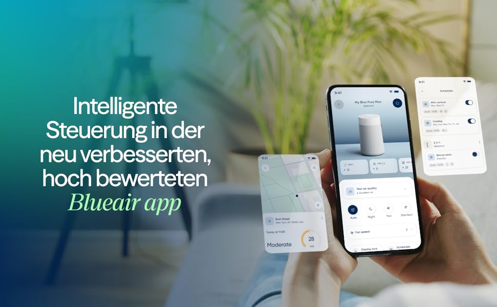 Повітряний фільтр Blueair Pure 511i Max: для кімнат до 43 м², тихий, HEPASilent, проти пилу, алергенів, диму, плісняви, шерсті тварин