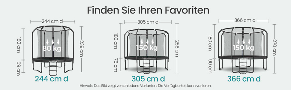 Батут SONGMICS для дітей вуличний Ø305 см з захисною сіткою та драбиною, чорний