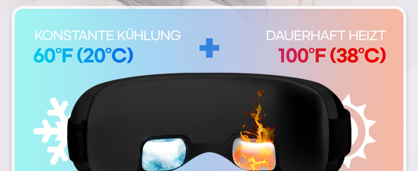 Масажер для очей HubiCare з підігрівом та охолодженням, компресією та вібрацією. Зняття мігрені, сухих очей, втоми. Bluetooth, білий (чорний)