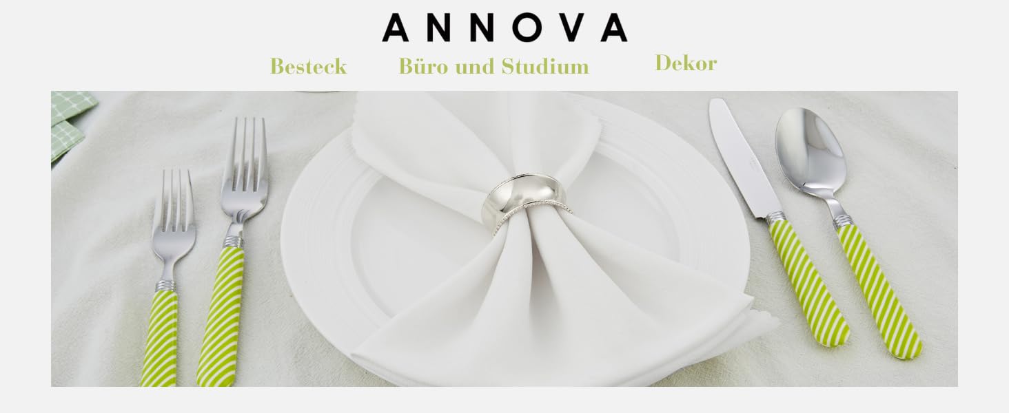 Набір столових приборів ANNOVA Retro Rivet (20 предметів) з нержавіючої сталі - ніж, виделка, ложка, салатник, десертна ложка, світло-зелений