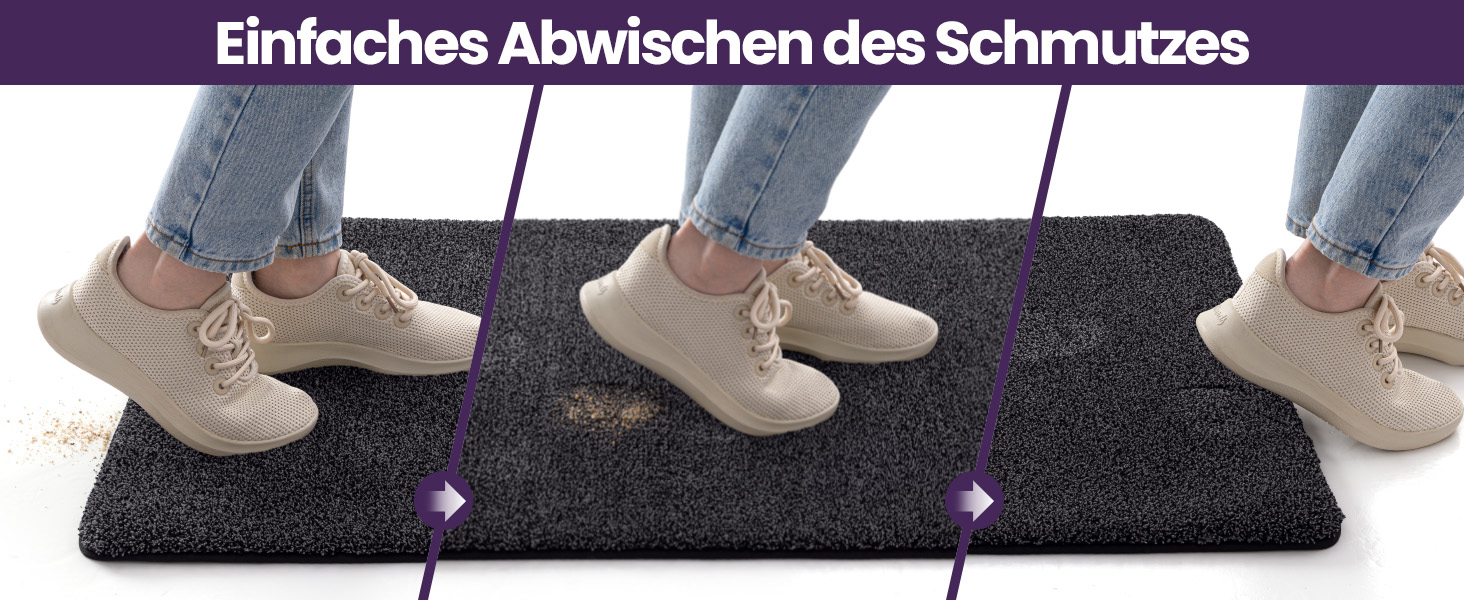 Килимок для дому DEXI 80 x 120 см, чорно-сірий, антиковзаючий, швидковисихаючий, для собак, вхідні двері, коридор