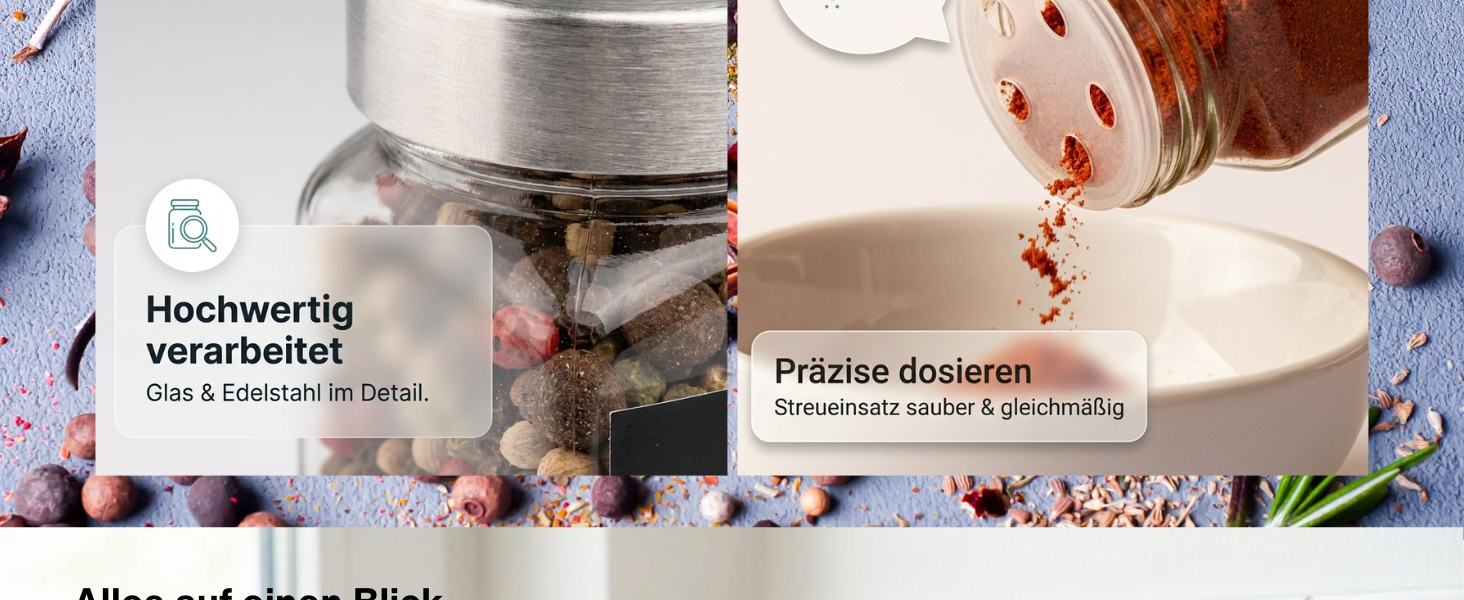 Набір скляних баночок для спецій Deco haus® 36 шт. з етикетками та дозаторами