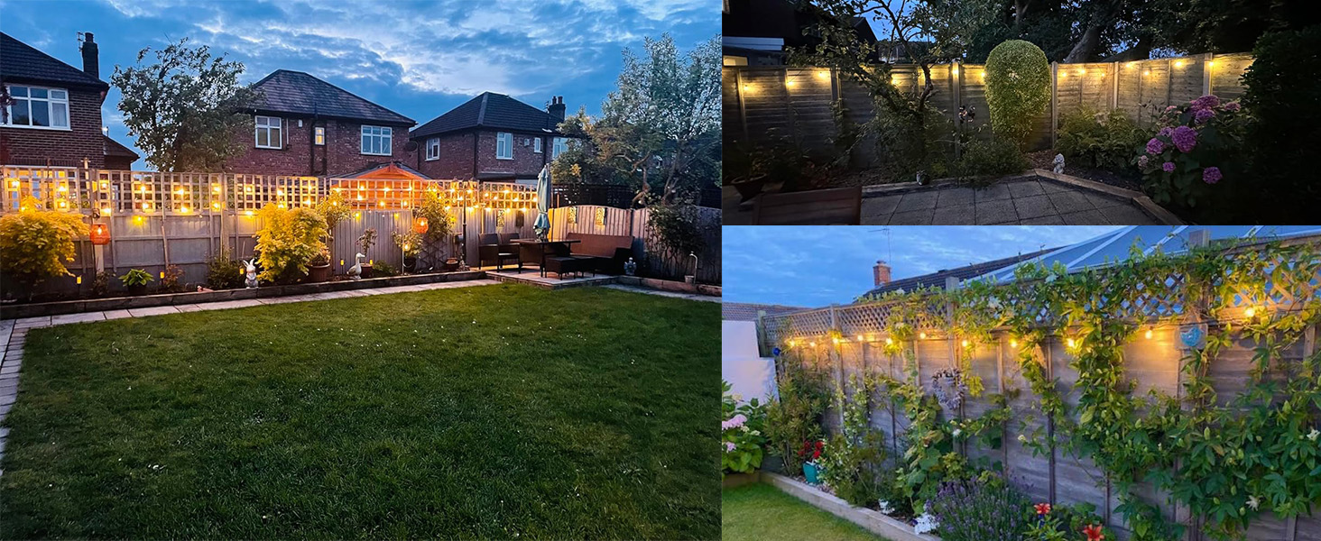 Світлодіодна гірлянда для декорування саду, балкону та тераси 45.7 м, з пультом, тепле світло, IP45, для дому та на вулицю