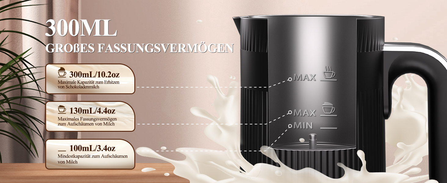 Електричний піноутворювач молока 5-в-1: автоматичний, великий об'єм, для капучино, лате, гарячого шоколаду, миється в посудомийній машині (350мл)