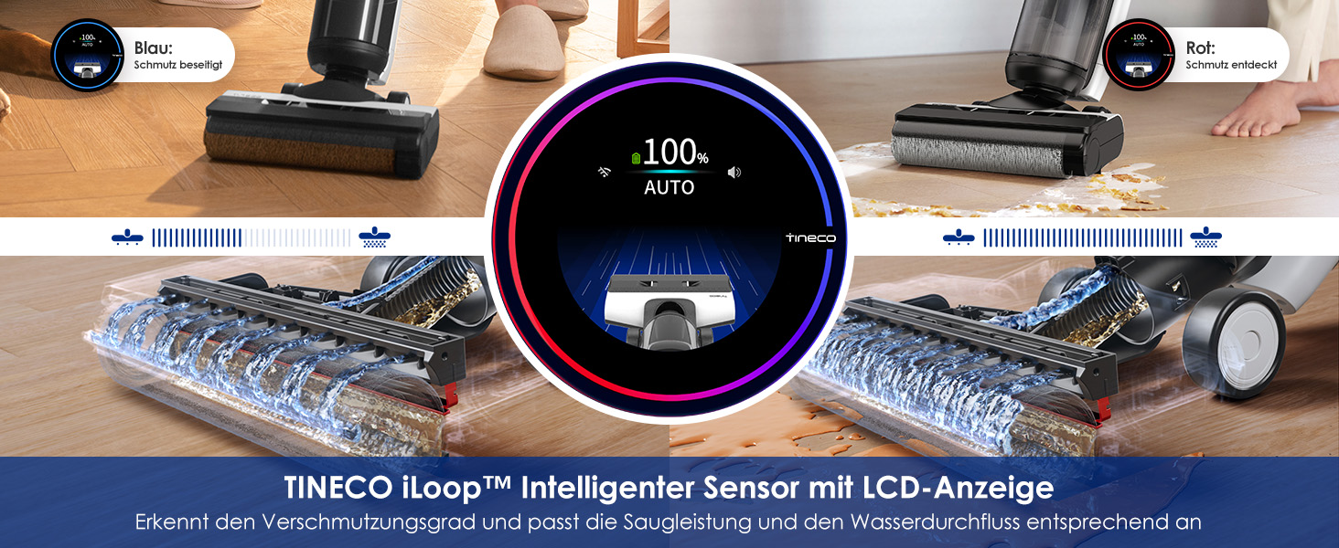 Tineco Smart Nass-Trocken Пилосос з технологією iLoop, Бездротовий 2-в-1 для вологого та сухого прибирання, З функцією самоочищення та LED-дисплеєм для твердих підлог та шерсті тварин