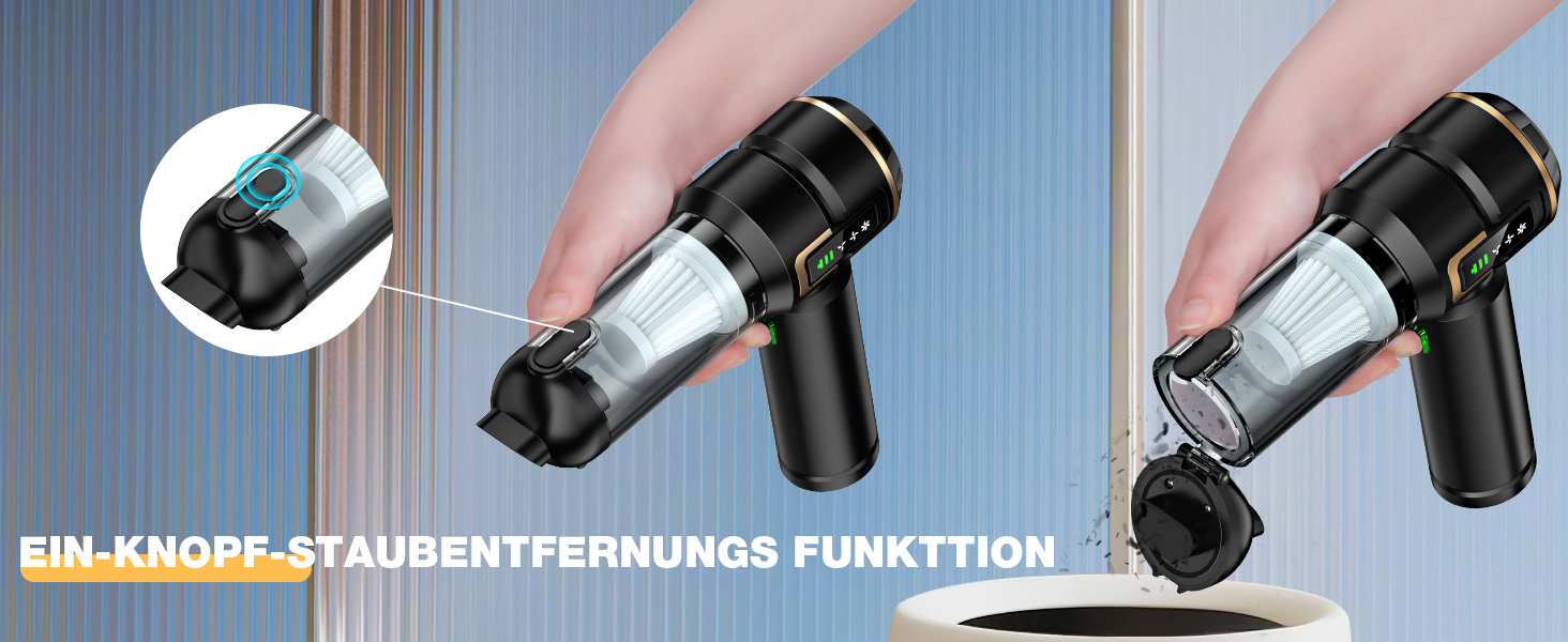 Акумуляторний ручний пилосос 4-в-1 для авто та дому з LCD-дисплеєм, потужність 28000Па, 3 режими роботи, бездротовий міні-пилосос від шерсті та пилу, чорний