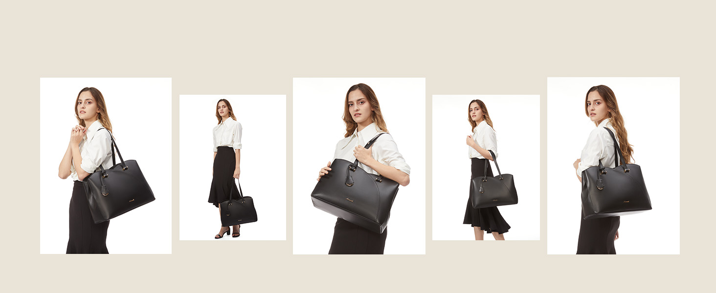 Сумка LOVEVOOK для жінок: велика, для ноутбука, шопер, робоча, офісна, з PU шкіри, чорна (15,6 дюймів)