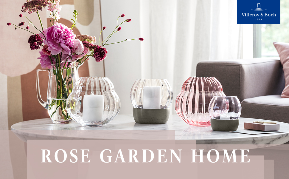 Ваза Villeroy & Boch Rose Garden 20 см рожева, скляна ваза для квітів, декор для дому та столу, кришталь