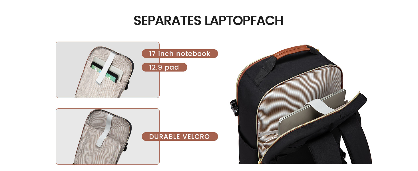 Рюкзак LOVEVOOK для ручної поклажі літака, 40L, водонепроникний, з відділенням для ноутбука 17 дюймів, для подорожей, школи, роботи, кемпінгу, чоловічий/жіночий, бежевий+чорний+коричневий