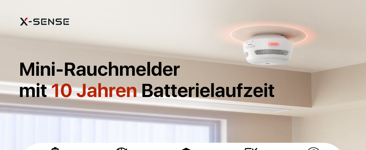 X-Sense Детектор диму автономний 10 років батарея, не сумісний з базовою станцією, міні-пожежовиявлювач, 6 шт.