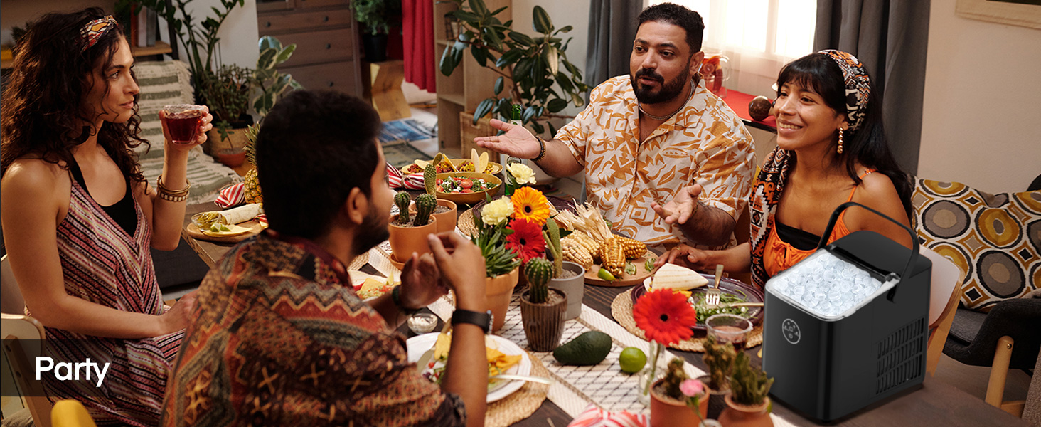 Льодогенератор Fohere 14 кг/24 год, швидке виробництво льоду (5 хв), 2 розміри кулеподібного льоду, самоочищення, з ручкою, лопаткою та кошиком для вечірок, офісу, кемпінгу - Чорний