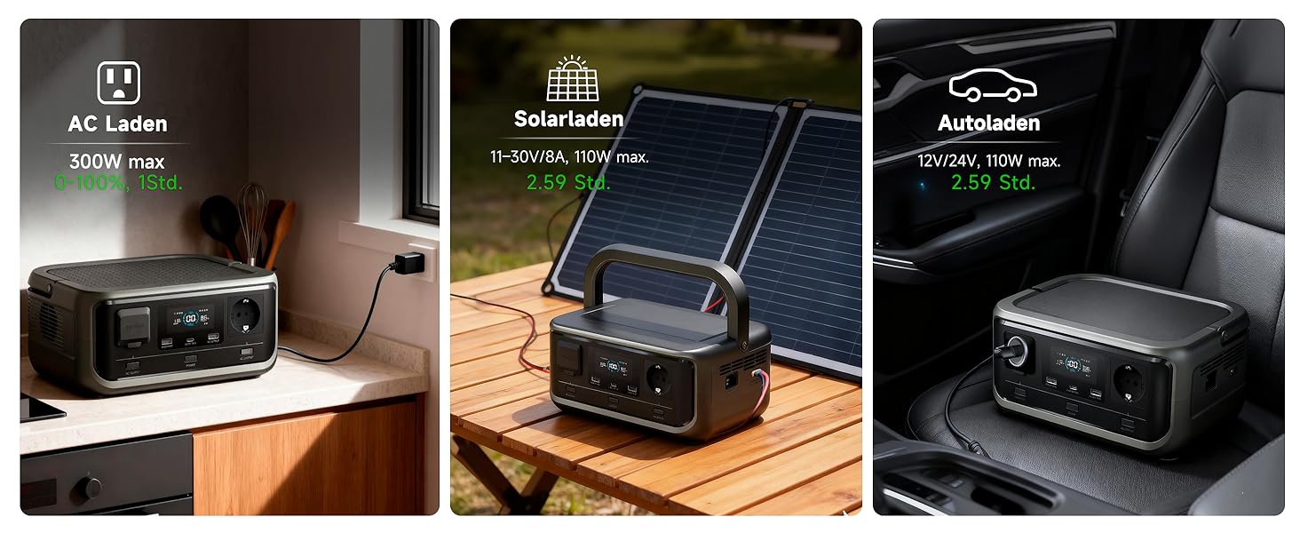 Портативна електростанція ALLPOWERS VOLIX P300, ємність 256 Wh, номінальна потужність 300 W, пікова потужність 600 W