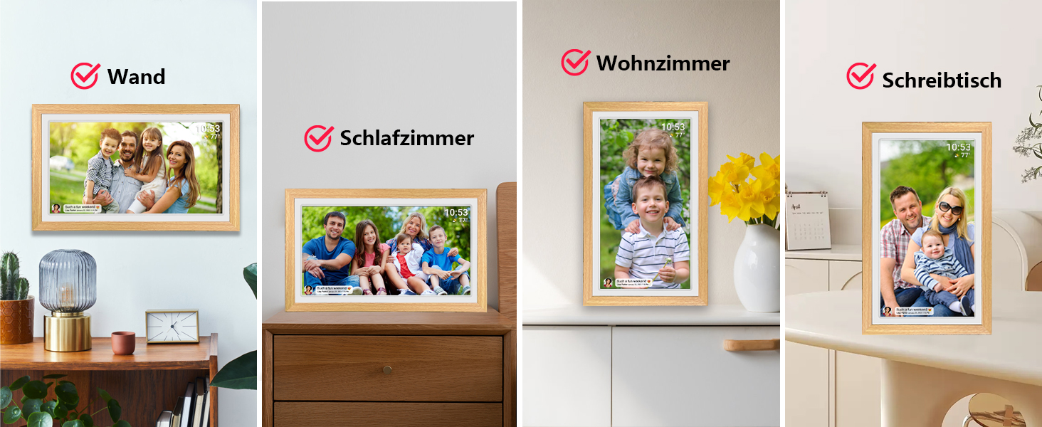 Цифровий фоторамка FRAMEO 21.5 дюймів з IPS LCD сенсорним екраном, Wi-Fi, 32 GB, USB/SD розширення, Auto-Rotate, для кріплення на стіну, жовтий