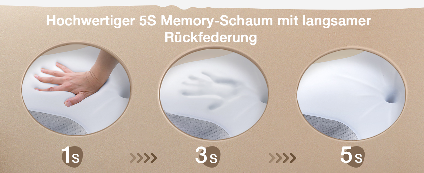 Ортопедична подушка для шиї з Memory Foam, сертифікат Oeko-TEX®, ергономічна подушка для сну на боці, спині та животі, сірого кольору