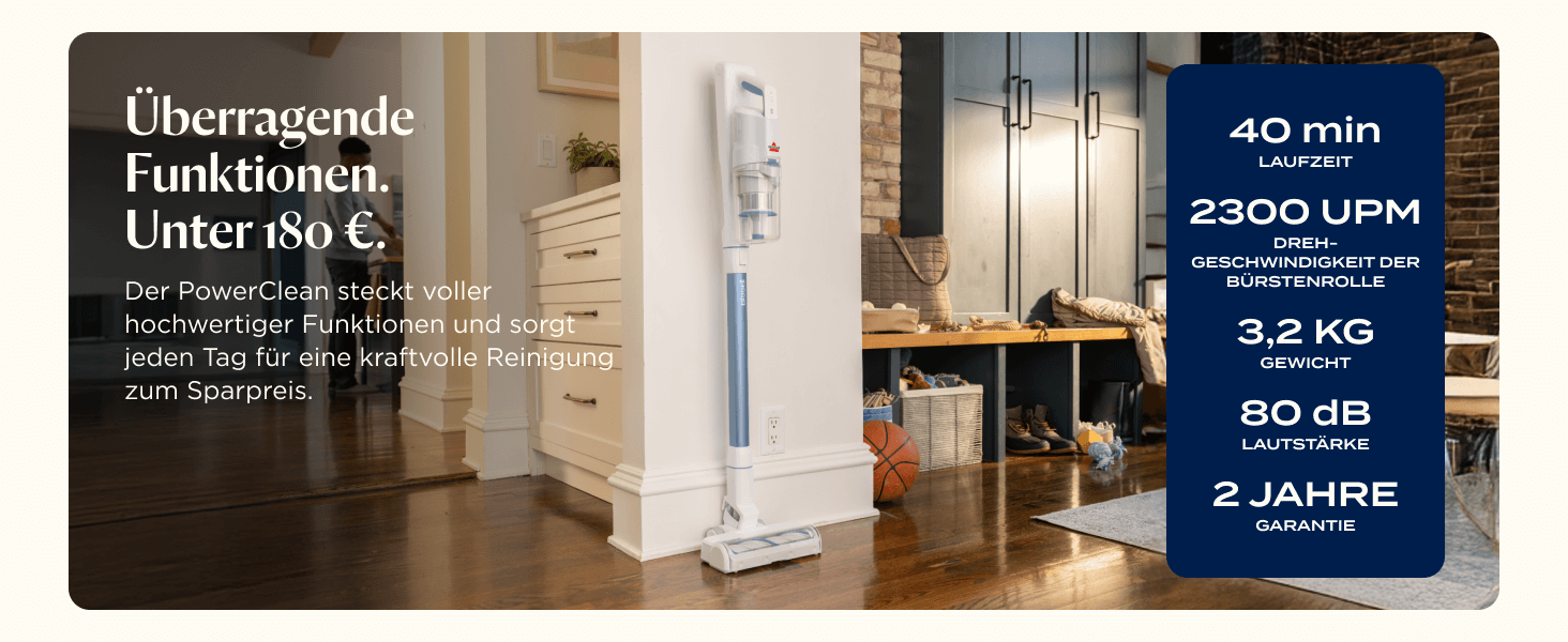 Акумуляторний пилосос Bissell PowerClean FurGuard для шерсті тварин з HEPA-фільтром, 2500 mAh, 50 хв роботи