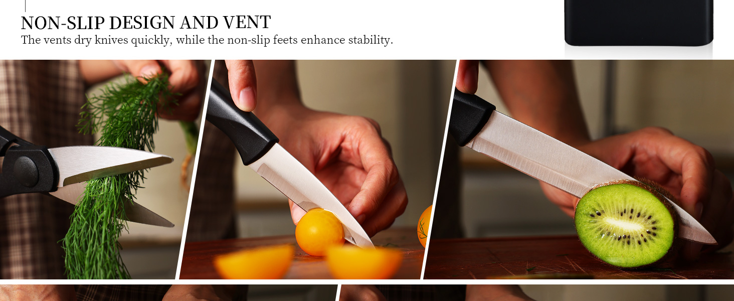 Набір кухонних ножів 7 предметів з бруском, нержавіюча сталь, кухонні ножі з кухонними ножицями, чорний, для професійних кухарів та поціновувачів