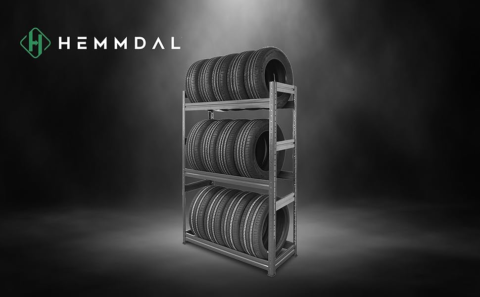 Стеляжка для шин на 450 кг - 177 x 120 x 50 см - міцна полиця для зберігання до 18 шин - сірий графіт - виробництво ЄС - для гаража, підвалу, складу та майстерні