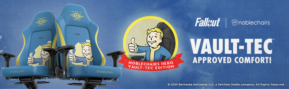 Крісло ігрове Noblechairs Hero Fallout Vault-Tec Edition – PU шкіра, до 150 кг, ергономічне, для дому та офісу