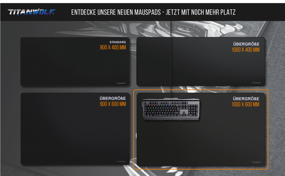 Килимок для миші TITANWOLF XXXL 1000x600mm - великий ігровий килимок з мотивами, покращена точність та швидкість