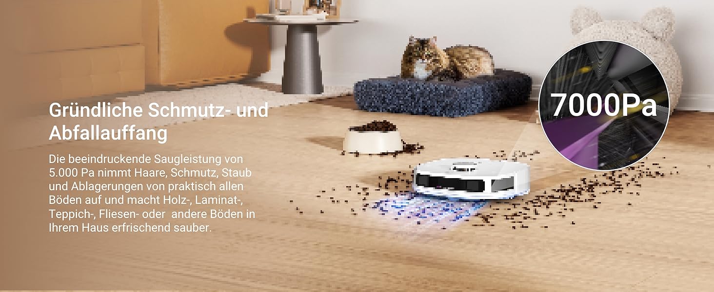 Робот-пилосос EUREKA J12 Ultra з функцією миття підлоги (самостійне очищення, прання та сушка), потужність всмоктування 5000Pa, обертова функція миття, Dual-LiDAR навігація, 3D уникнення перешкод, білий