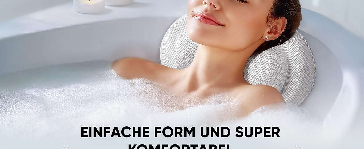 Преміум подушка для ванни XXL рожева | Додаткові подушки для шиї та плечей | Швидковисихаюча, пральна подушка для ванни з 4 великими присосками | Подушка для ванни рожева (XX-Large, Білий)