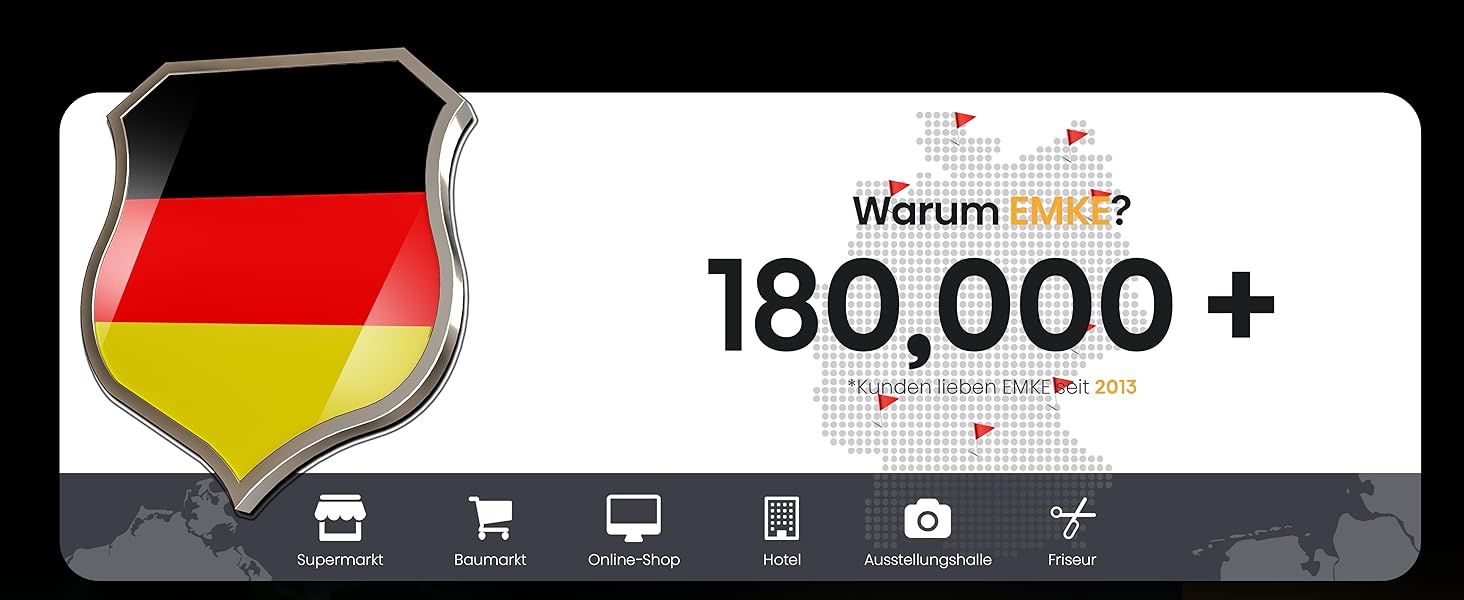 EMKE® LED дзеркало для ванної кімнати 80x60 см з підсвічуванням, регулюванням, антизапарюванням, 3 косметичні дзеркала, годинник, Bluetooth, IP44