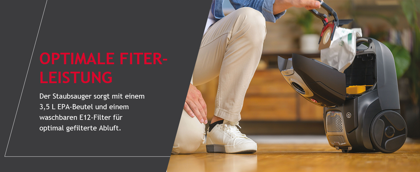 Пилголом Hoover HE520PET з мішком 3,5 л – тихий, з автоматичною системою видалення мішка та фільтром EPA, для дому з тваринами (пет-версія)