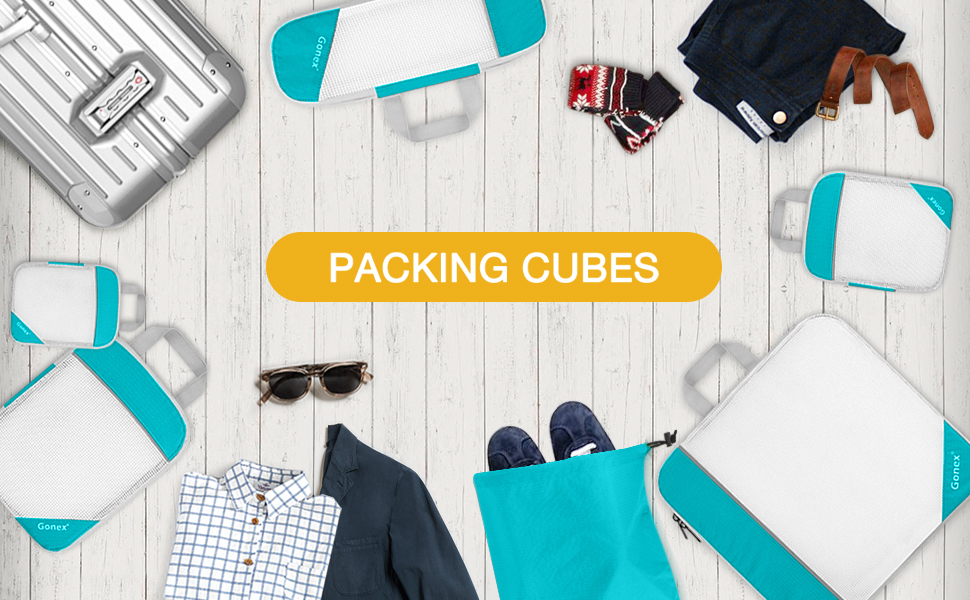 Набір компресійних органайзерів для одягу в подорож Gonex, 6 предметів, рожевий — міцні сумки-пакувальники для валізи та зберігання речей