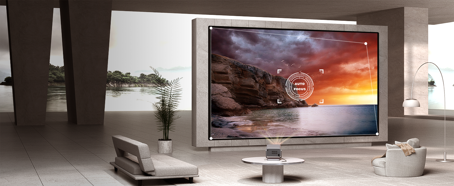 Smart Beamer 28000 Lumen: 4K проєктор з автофокусом, Dolby Audio, WiFi6, Bluetooth, підтримкою 1080P для дому та вулиці