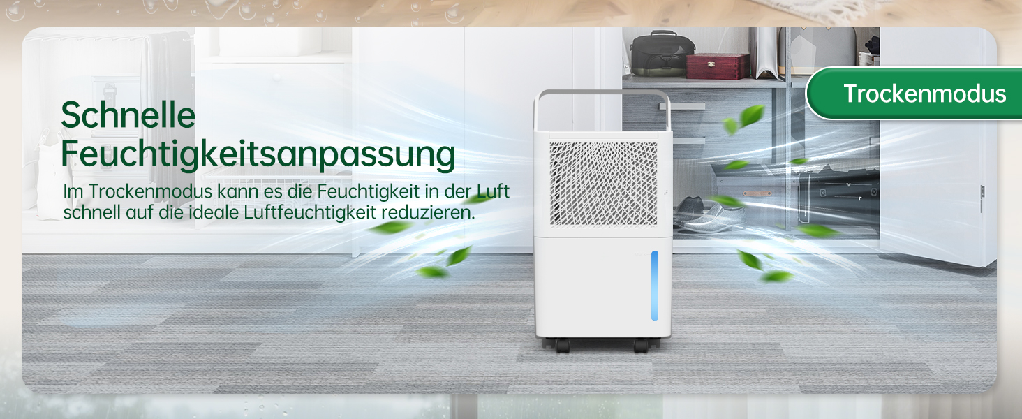 Електричний осушувач повітря PHILODECO 10л/день з режимом сушіння, 2л бак, таймер 24г, автовимкнення, ролики та ручка для підвалу, ванної, спальні