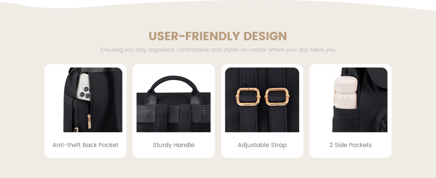 LOVEVOOK Рюкзак жіночий маленький, елегантний міський, водонепроникний, міні-рюкзак для щодня, сучасний, для відпочинку, подорожей, школи, роботи, чорний, 13 дюймів