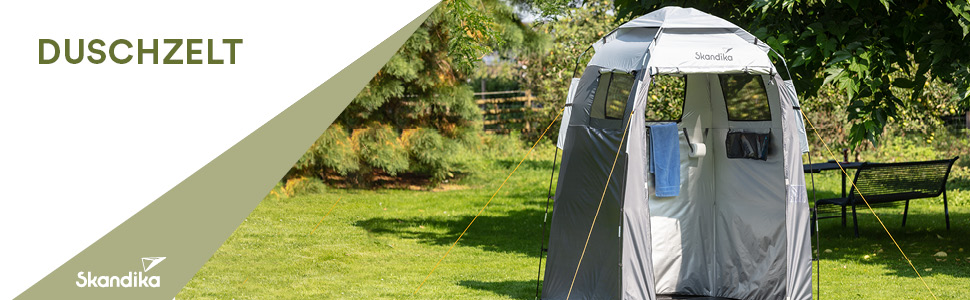 Душовий та кемпінговий намет-роздягальня Skandika: висота 230 см, світловідбиваюче покриття, непрозорий, з підлогою та вікнами