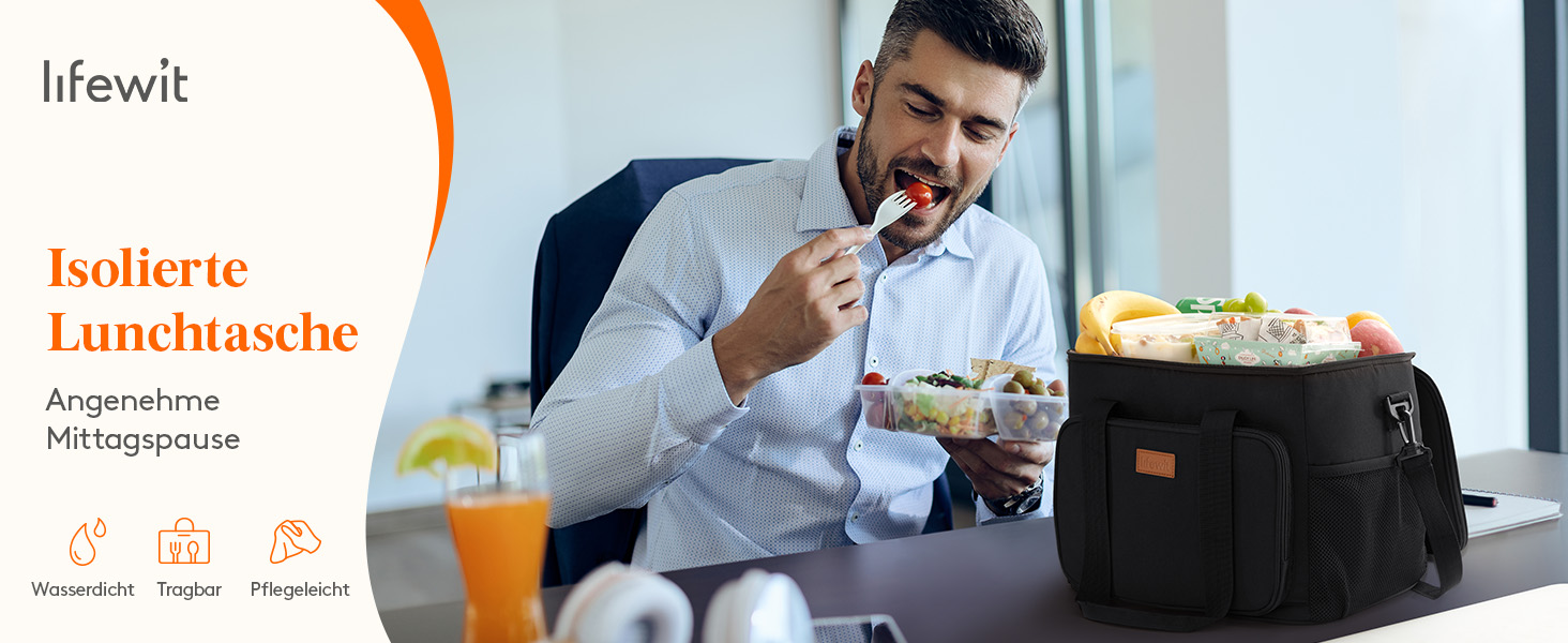 Термосумка-холодильник Lifewit 24л сіра, ізольована сумка-ланчбокс для пікніка, роботи, пляжу та подорожей. Складана, водонепроникна сумка-холодильник через плече.