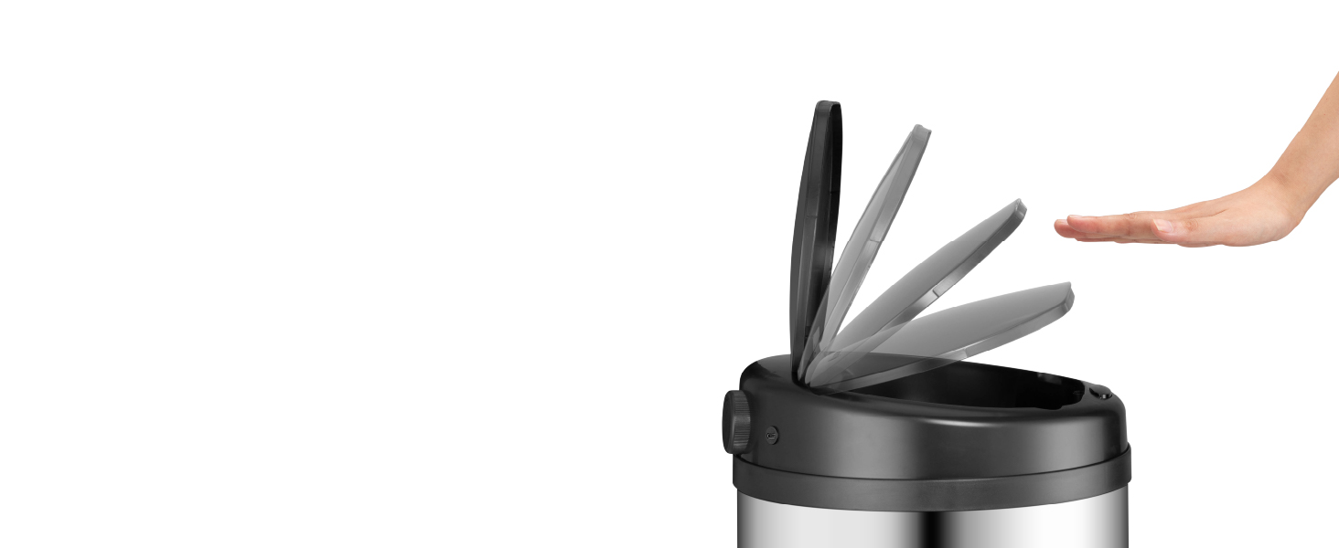 Відро для сміття Juskys з датчиком руху, 30 л, сріблястого кольору - нержавіюча сталь, з кришкою-кліпсою для пакетів