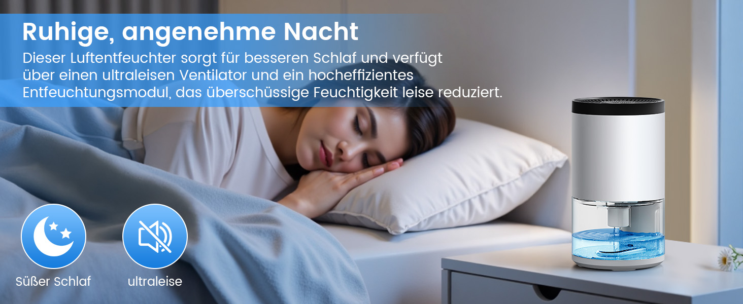Електричний осушувач повітря без контейнера, 1000 мл, компактний, тихий, з автовимкненням, портативний, для офісу, спальні, ванної кімнати, білий