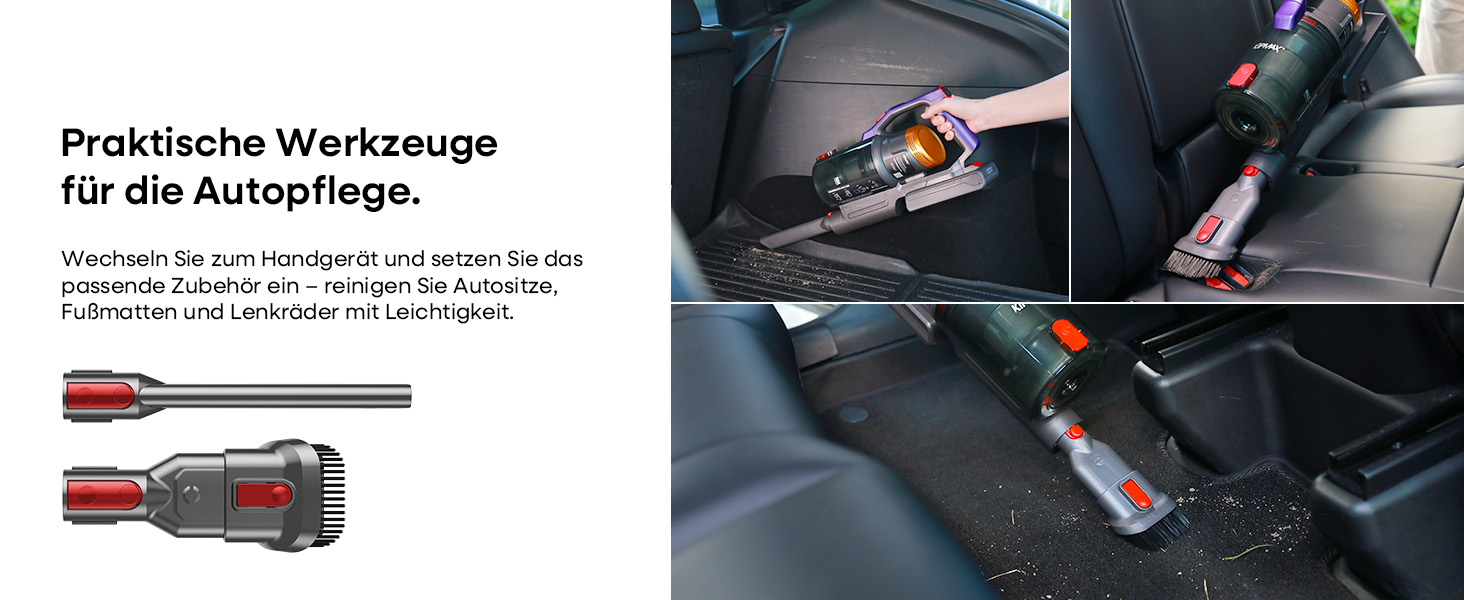 Акумуляторний пилосос KIPMAX 50000Pa, 550W, 70хв, 1.5л, з дисплеєм, анти-заплутальна щітка, 7-шаровий фільтр, 2 аромапластини, для килимів, шерсті тварин, твердих підлог, фіолетово-золотий