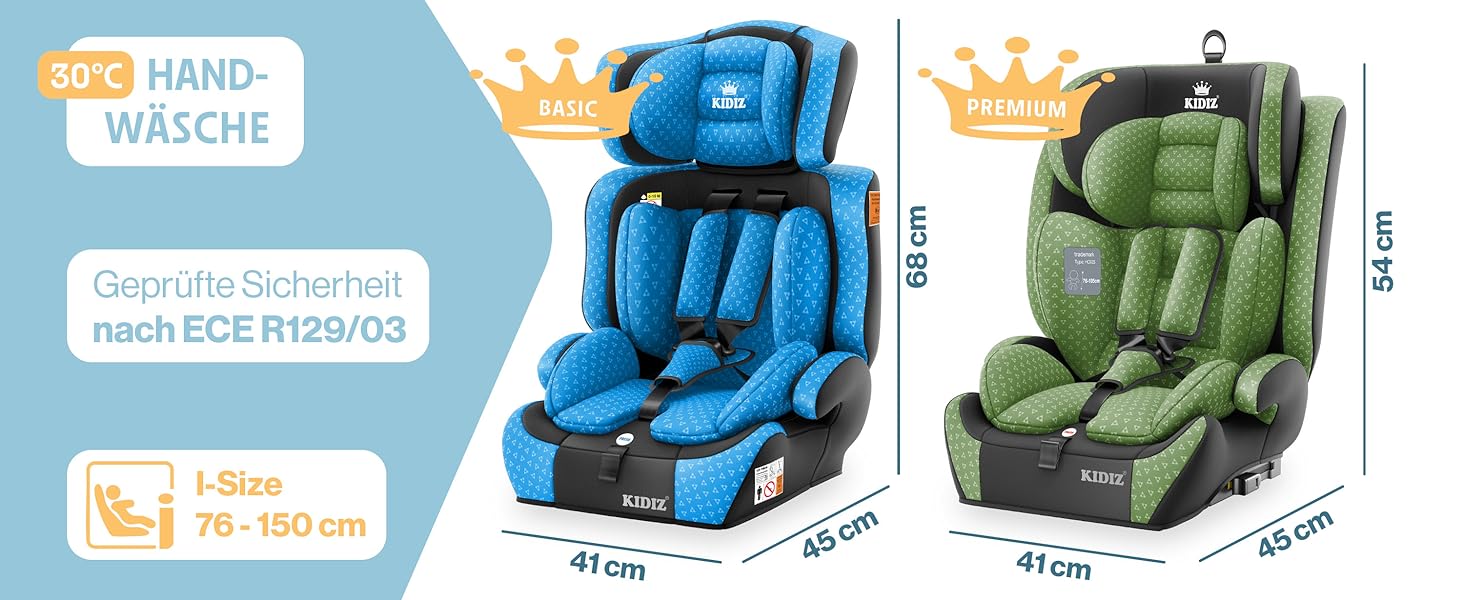 Дитяче автокрісло KIDIZ® Triangle Premium - 9-36 кг, 1-12 років, Група 1/2/3, чорний | Автокрісло, автокрісло-крісло