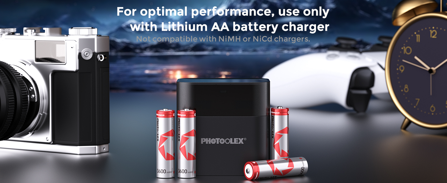 Акумулятори PHOTOOLEX AA Li-ion 1.5V 3600mWh, комплект 8 шт. з кейсом для зберігання, висока ємність