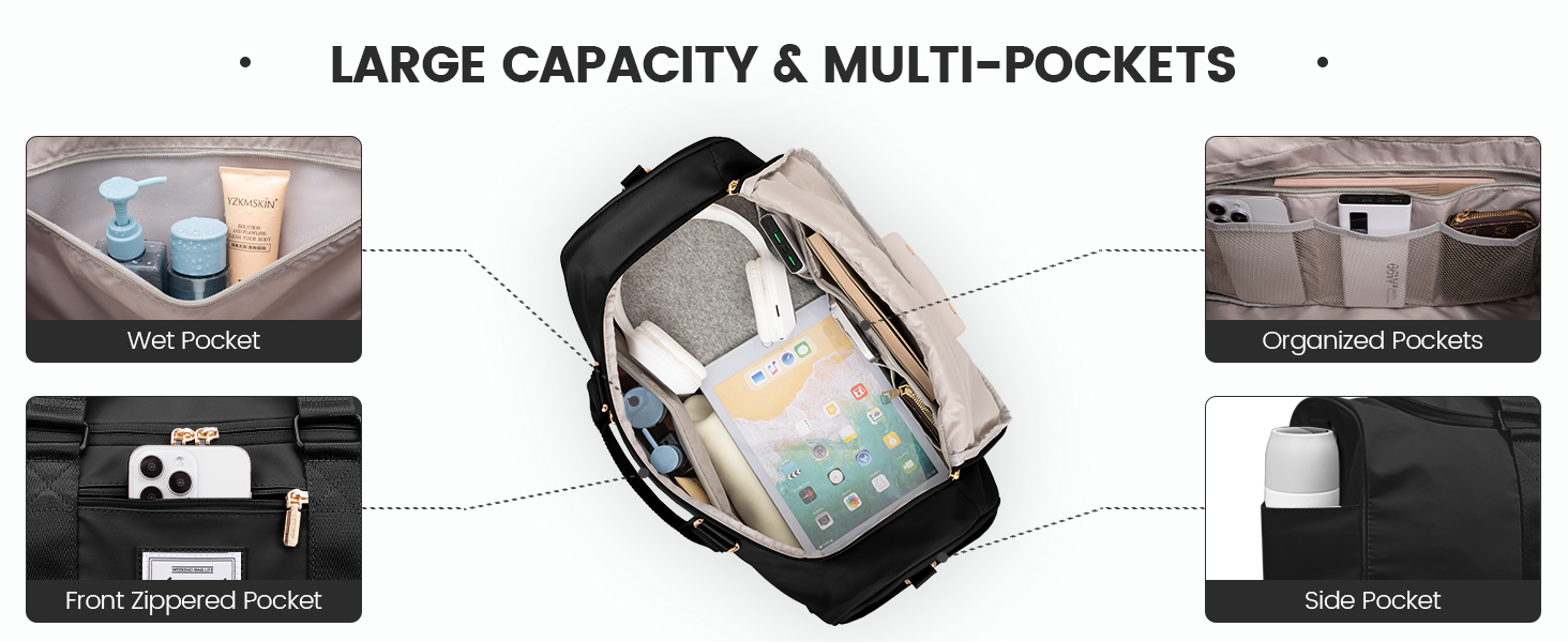 Спортивна сумка LOVEVOOK для жінок: дорожня сумка, weekender, з косметичкою, відділенням для взуття та мокрих речей, водонепроникна пляжна/басейнова/сауна сумка, ручна поклажа для подорожей, зелена