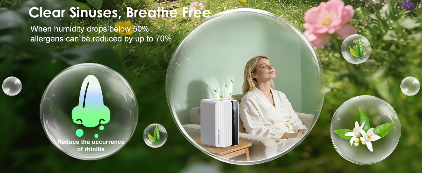 Електричний осушувач повітря 1800 мл, енергозберігаючий, для спальні та ванної кімнати, 22,5W, тихий, з режимом сну, таймером та автовимкненням (550 мл/день)