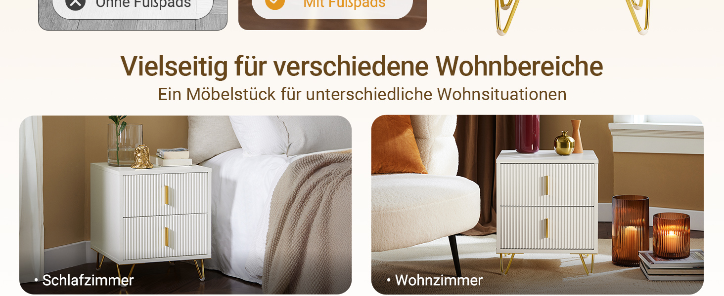 Приліжкова тумбочка SoBuy з 2 шухлядами, біла, 40x40x47 см