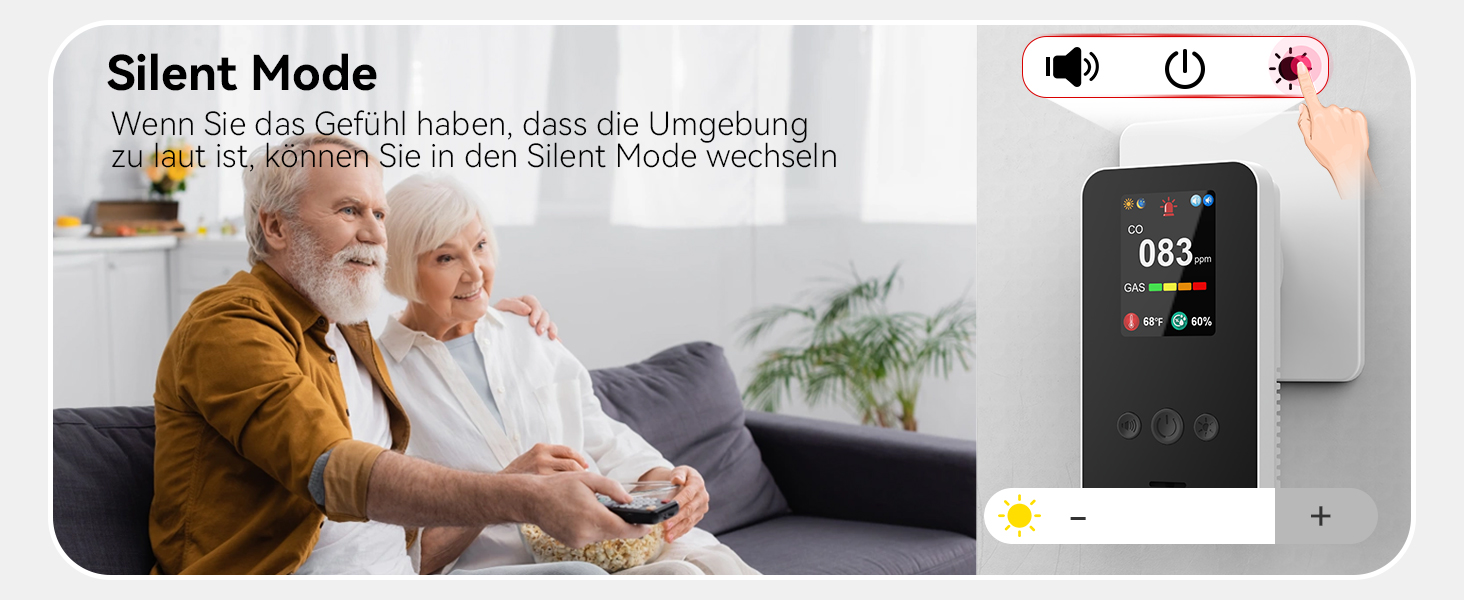 Детектор чадного газу та газу з вилкою, 4-в-1 CO-детектор з датчиком температури та вологості, з акустичним сигналом для дому та автодому, 1 шт. (Чорний) (Weiß 1 Quadrat)