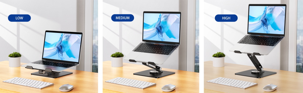 Підставка для ноутбука BESIGN LSX7 з поворотним підставою 360°, регульована ергономічна підставка, сумісна з ноутбуками 10-15.6' (чорна)