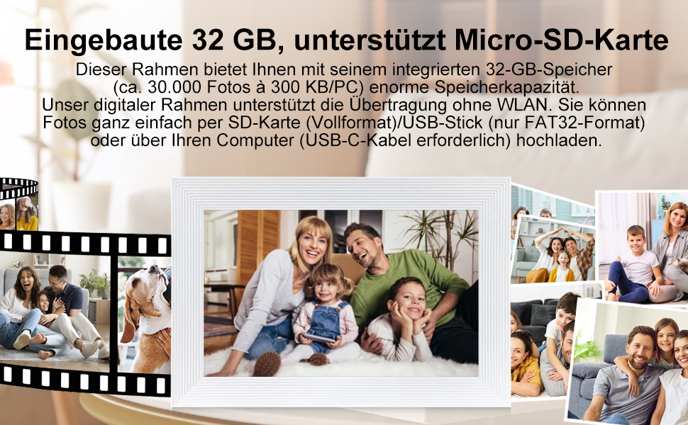 Цифровий фоторамка Frameo 15.6 дюймів, 32 GB, FHD IPS сенсорний екран, Wi-Fi, чорно-білий